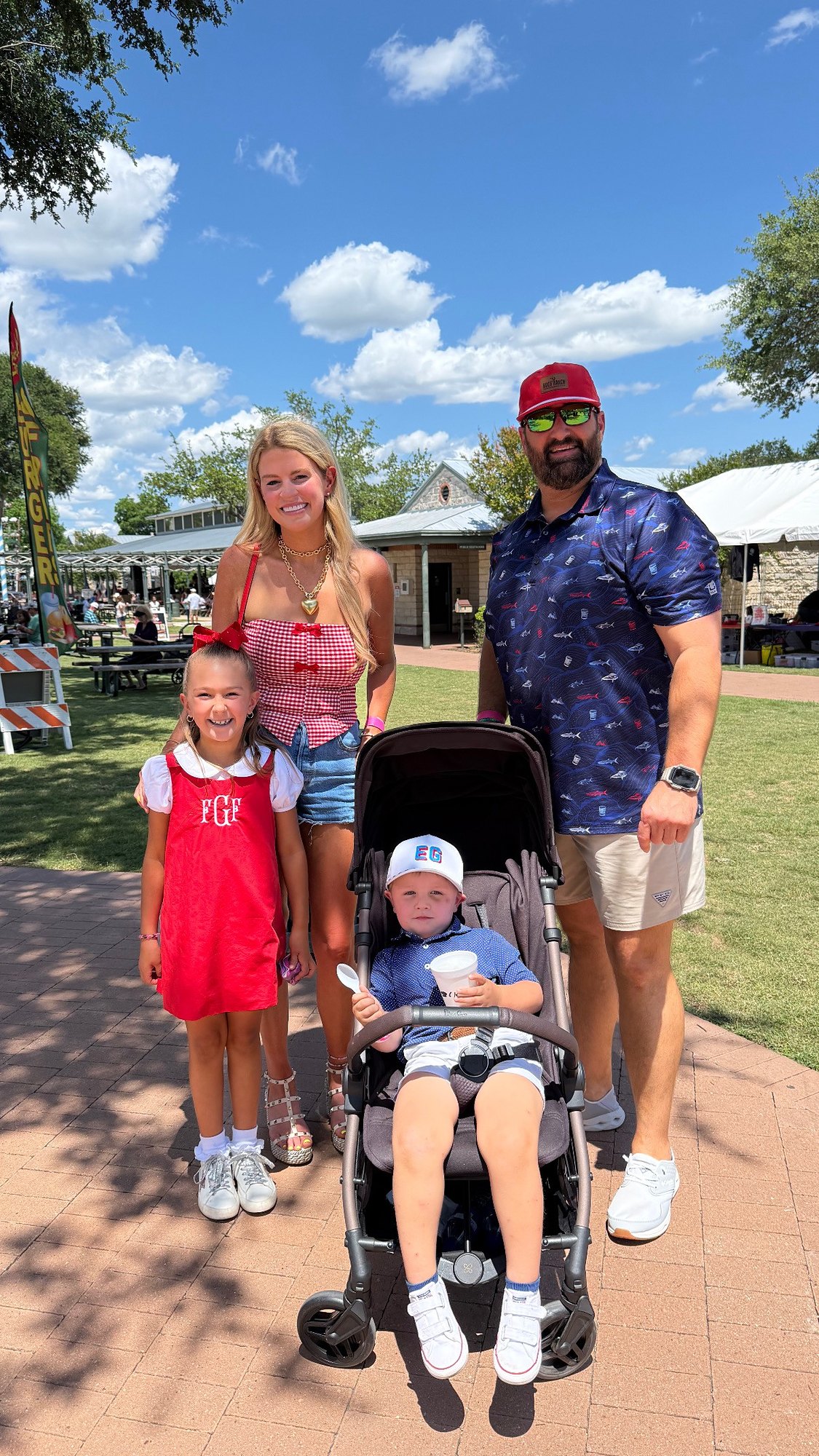 Savannah Sikes and her family on Marktplatz in downtown Fredericksburg