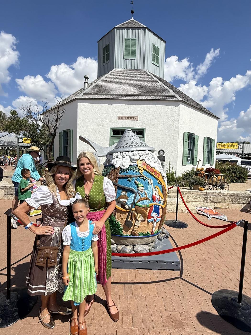 Savannah Sikes and her family by the Vereins Kirche on Marktplatz